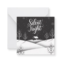 Stille Nacht Schwarz und Weiß Mini Weihnachtskarte
