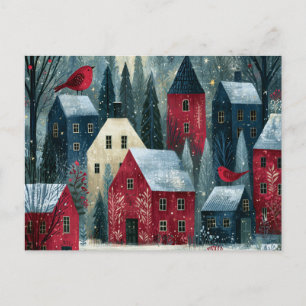 Stille Nacht Sternenklare Winterdorf Postkarte