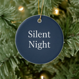 Stille Nacht-Typografie Klassisch Navyblau & Weiß Keramik Ornament