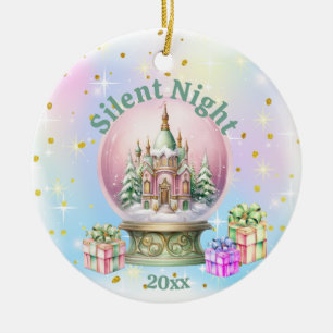 Stille Nacht - Vintager Schneeglobe Sleigh & Snowm Keramik Ornament