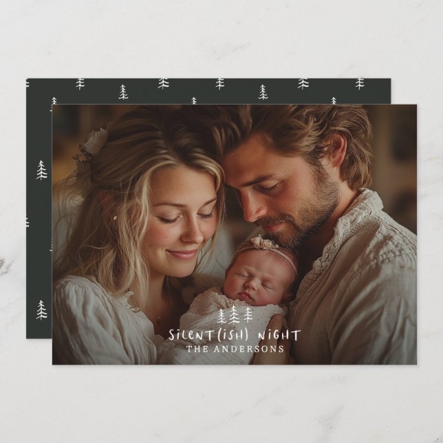 Stille Nacht Weihnachten elegantes modernes Foto (Vorne/Hinten)