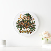 Stille Nacht Weihnachts-Eule-Feiertags-Wanduhr