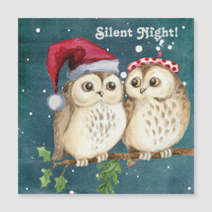 Stille Nacht Weihnachts-Paar Eulen bereit zu schla Magnetkarte