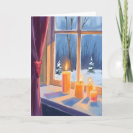 Stille Nacht Weihnachtskerzen Winter Schnee Feiertagskarte