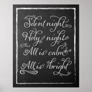 Stille Nacht Weihnachtskhalkboard Kunst Poster