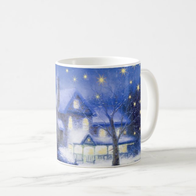 Stille Nacht. Weihnachtsmalerei Tasse (VorderseiteRechts)