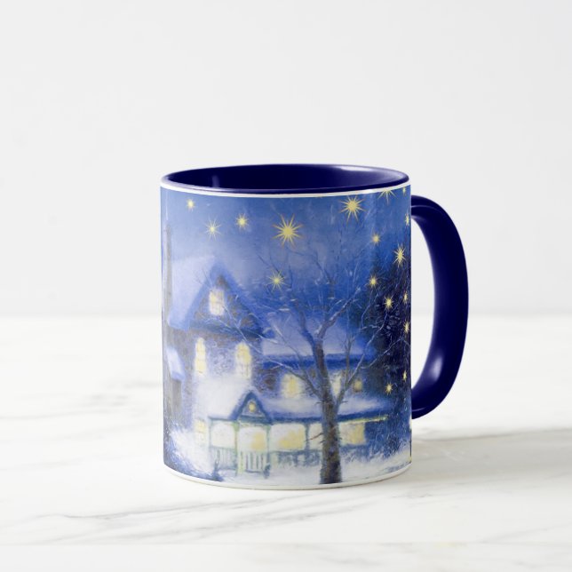 Stille Nacht. Weihnachtsmalerei Tasse (VorderseiteRechts)