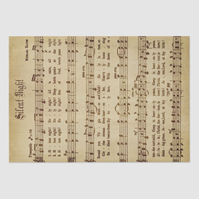 Stille Nacht Weihnachtsmusik Seidenpapier (Vorderseite)