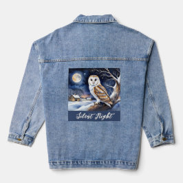 Stille Nacht Weihnachtsschnee Szene Barn Owl Jeansjacke