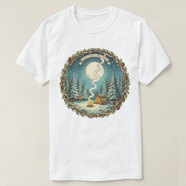 Stille Nächte Wildes Herz Camping Kunst, Dichtung  T-Shirt (Design vorne)