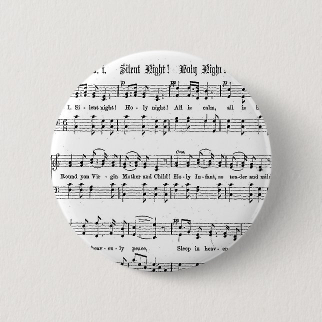 STILLE NACHTheiliges NACHTNotenen-WEIHNACHTSlied Button (Vorderseite)