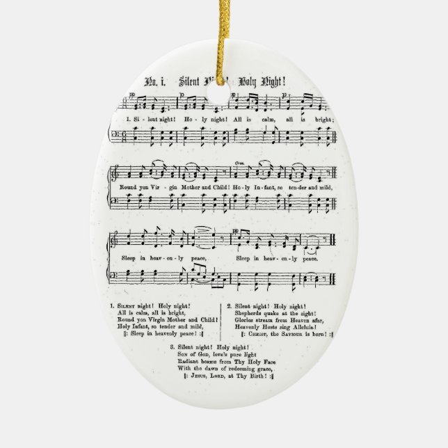 STILLE NACHTheiliges NACHTNotenen-WEIHNACHTSlied Keramikornament (Vorne)
