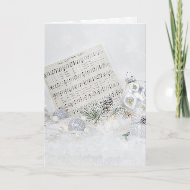Stille Nachtmusik mit Ornamenten Feiertagskarte (Vorderseite)