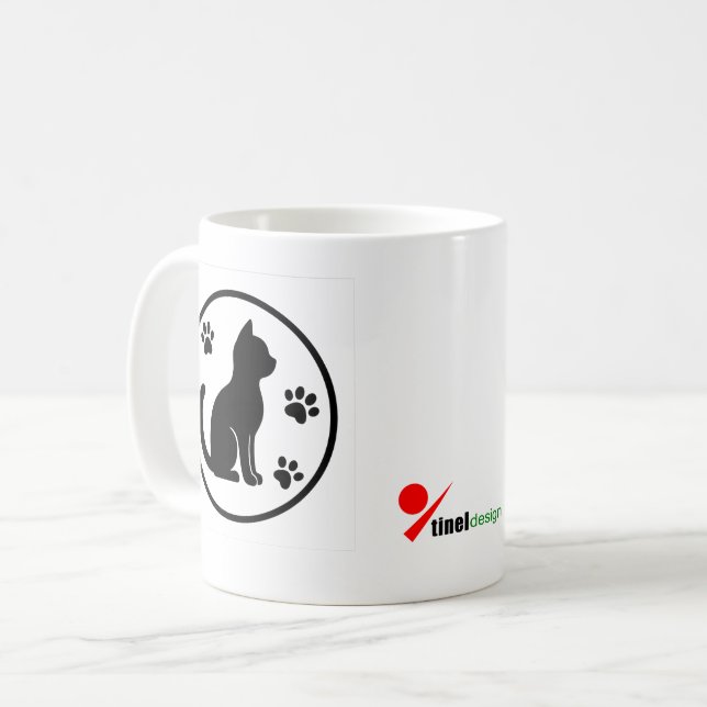 Stille Pfoten - Minimale Silhouette der Katze Kaffeetasse (Vorderseite Links)