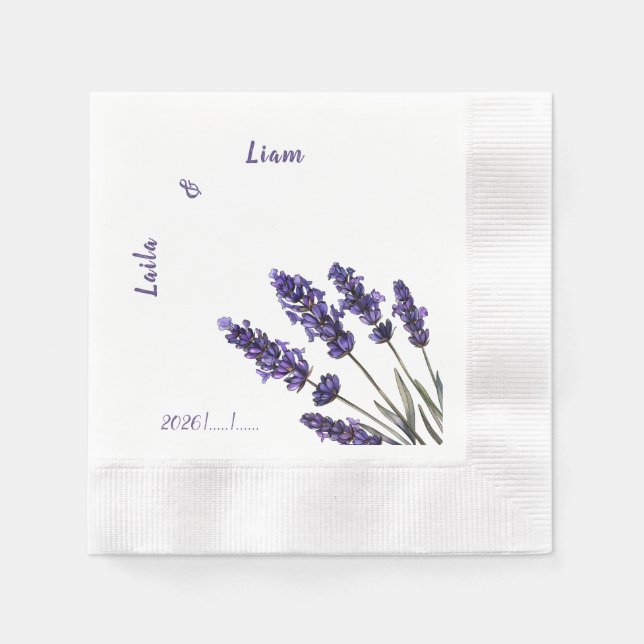 Stille Provence Lavendel Blumenhochzeit Serviette (Vorderseite)