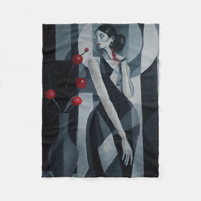 Stille Pulse Art Deco Frau Fleece-Decke Fleecedecke (Vorderseite)