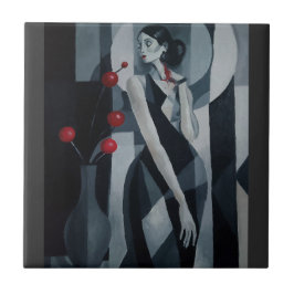 Stille Pulse Art Deco Frau Keramikfliese