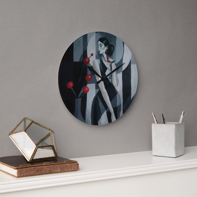 Stille Pulse Art Deco Frau Wanduhr (Büro)