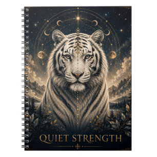 Stille Stärke Weißer Tiger Inspirationsnotizbuch Notizblock