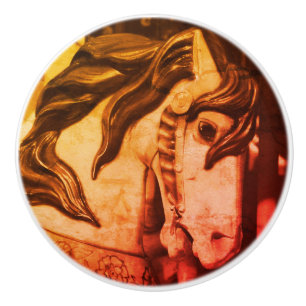 Stille Steed Carousel Pferd in Sepia Vintag Keramikknauf