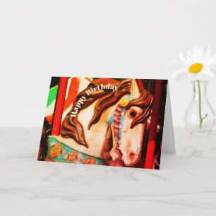 Stille Steed Carousel Pferde Kunst Geburtstag  Karte