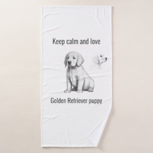 Stille und Liebe Golden Retriever Welpe behalten Badhandtuch Set
