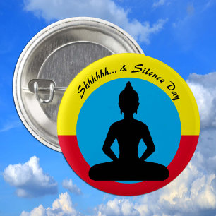 Stille und Meditation Tag/Buddha, Achtung Button