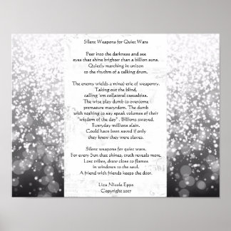 Stille Waffen für leise Kriege. Gedicht von Liza N Poster