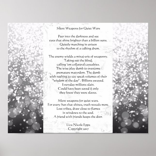 Stille Waffen für leise Kriege. Gedicht von Liza N Poster (Vorne)