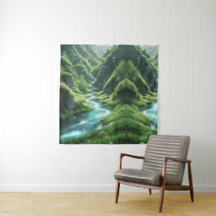 "Stille Wege - verzauberte Flusslandschaft Wandteppich