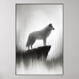 Stille Wolf unter blass Licht Poster
