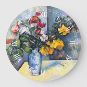 Stilleben Blumen in einer Vase von Paul Cezanne Große Wanduhr