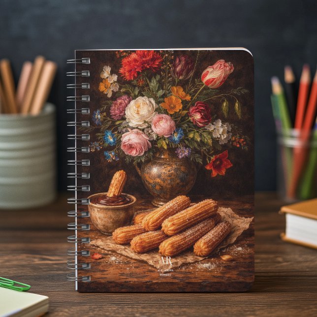 Stilleben Florale Churros | Monogramm Notizblock (Von Creator hochgeladen)
