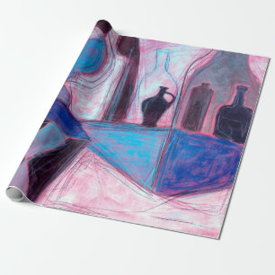 Stilleben-Malerei/Zeichnung von stilisierten Flasc Geschenkpapier
