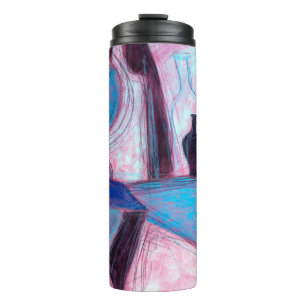 Stilleben-Malerei/Zeichnung von stilisierten Flasc Thermosbecher