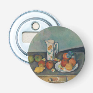 Stilleben, Milchkännchen und Obst auf einem Tisch, Flaschenöffner