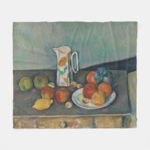 Stilleben, Milchkännchen und Obst auf einem Tisch, Fleecedecke