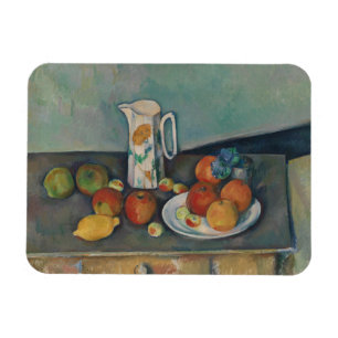 Stilleben, Milchkännchen und Obst auf einem Tisch, Magnet