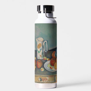 Stilleben, Milchkännchen und Obst auf einem Tisch, Trinkflasche