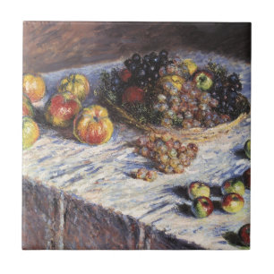 Stilleben mit Äpfeln und Trauben von Claude Monet Fliese