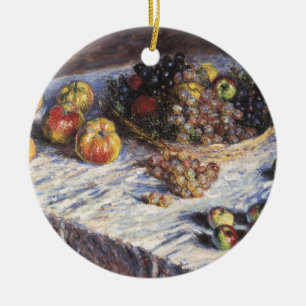 Stilleben mit Äpfeln und Trauben von Claude Monet Keramik Ornament
