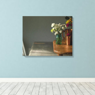 Stilleben mit blauem Glas Leinwanddruck