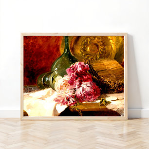 Stilleben mit Blumen und Glas, Poster