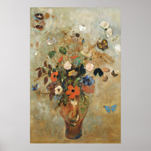 Stilleben mit Blumen von Odilon Redon.  Poster