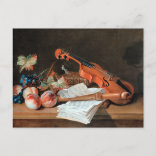 Stilleben mit einer Violine, feine Malerei, Postkarte