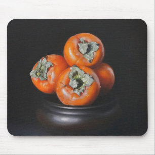 Stilleben mit Kakis auf schwarzem Hintergrund Mousepad