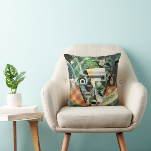 Stilleben mit karierter Tischdecke von Juan Gris Kissen