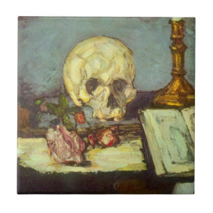 Stilleben mit Totenkopf, Kerze und Buch von Paul C Fliese