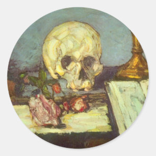 Stilleben mit Totenkopf, Kerze und Buch von Paul C Runder Aufkleber
