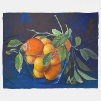 Stilleben mit Zitronen und Orangenast Fleecedecke